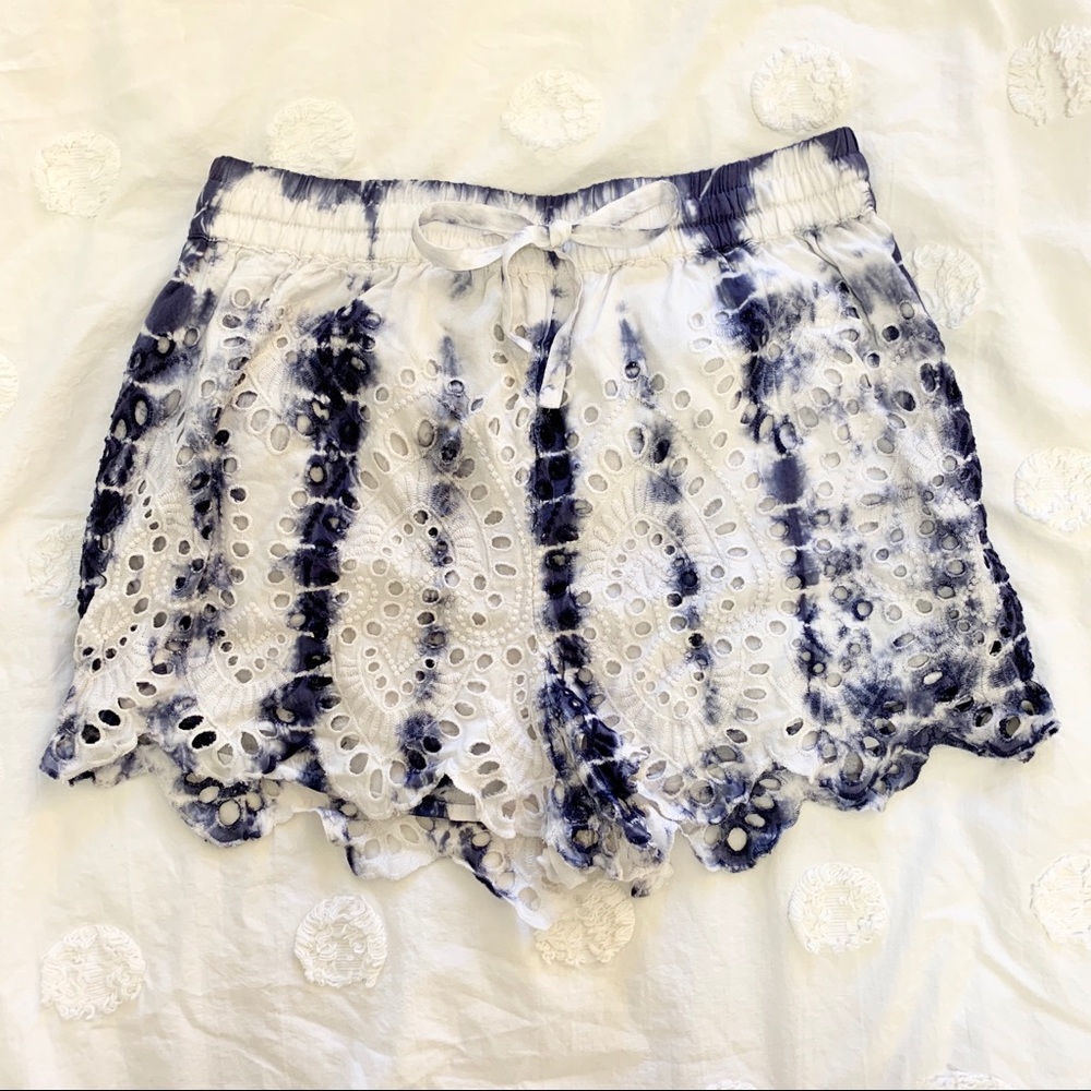 Topshop Tie Dye Eyelet Trim Shorts